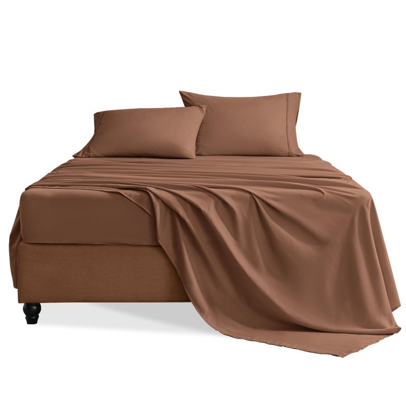 Swiftify Queen Sheet Set, 4 Pieces Hotel Luxury Soft Microfiber Queen Bed Sheets Set, Up to 16" Deep Pockets, Oeko-Tex Sheets with Elastic, Breathable, Wrinkle Free (Brown,Queen) - Image 1