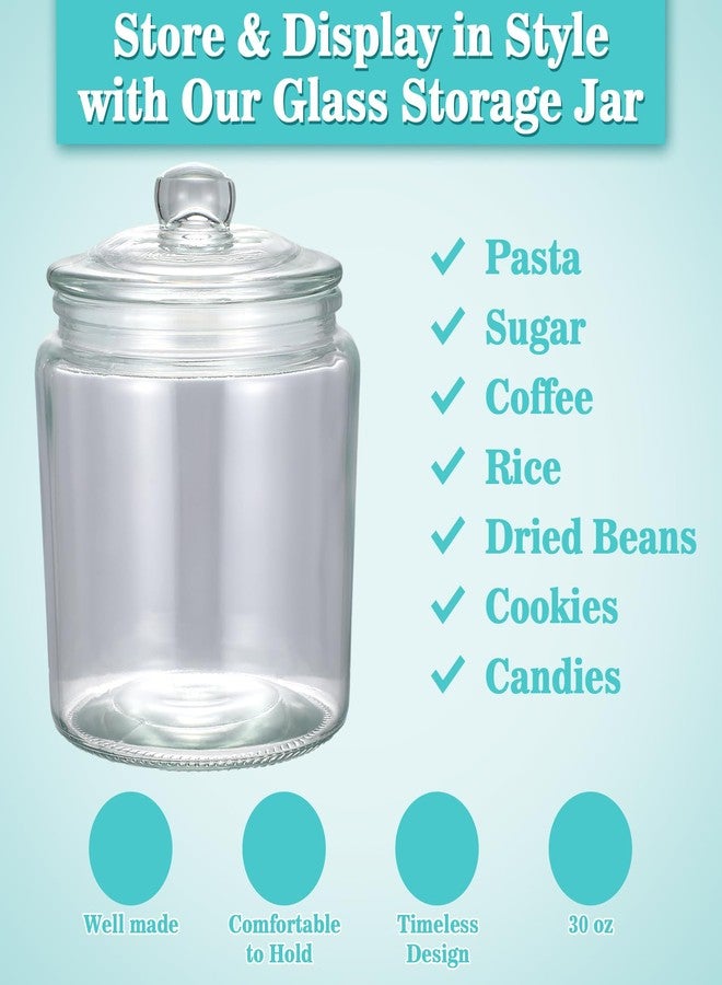 Layhit مجموعة لايهيت من 6 برطمانات زجاجية، سعة 30 أونصة، برطمان حلوى مع غطاء، حاويات زجاجية مع أغطية، مجموعة حاويات بوفيه حلوى، برطمانات زجاجية للبسكويت، مجموعات علب تخزين شفافة محكمة الإغلاق للمطبخ، ارتفاع 6.1 بوصة - Image 3