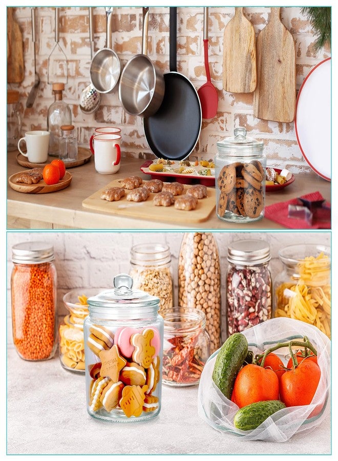 Layhit مجموعة لايهيت من 6 برطمانات زجاجية، سعة 30 أونصة، برطمان حلوى مع غطاء، حاويات زجاجية مع أغطية، مجموعة حاويات بوفيه حلوى، برطمانات زجاجية للبسكويت، مجموعات علب تخزين شفافة محكمة الإغلاق للمطبخ، ارتفاع 6.1 بوصة - Image 5