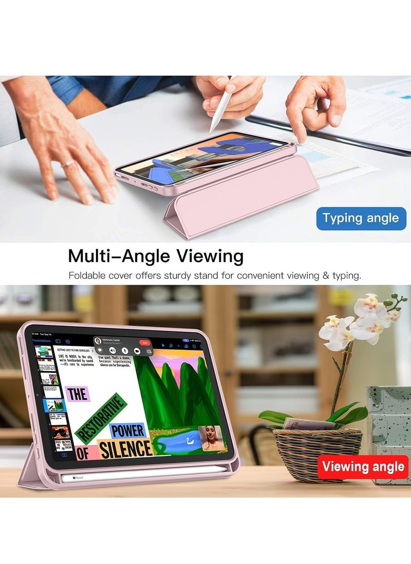 ELTRAZONE حافظة ذكية جديدة مع حامل قلم لجهاز آيباد ميني 7 – قاعدة ثلاثية الطي، ظهر ناعم من TPU، استيقاظ/نوم تلقائي، مقاومة للغبار ومضادة لبصمات الأصابع، حماية قوية – حافظة رفيعة ومتينة لجهاز آيباد ميني 7 - Image 2