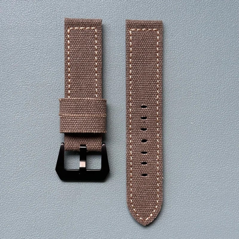 Bluejw Stock Ready Vintage Fabric Watch Band 24mm – Distressed Washed Canvas Replacement Strap for Men Compatible with Panerai Watches (Fits 22mm Lugs) - Image 1