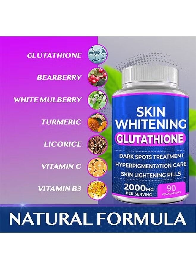 SKIN Glutathione Whitening Pills 90 Capsules 2000 Mg Effective Skin Lightening Supplement Anti-aging Antioxidant  - Image 3