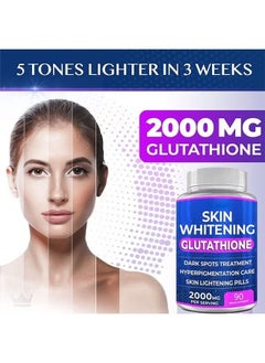 SKIN Glutathione Whitening Pills 90 Capsules 2000 Mg Effective Skin Lightening Supplement Anti-aging Antioxidant  - Image 4
