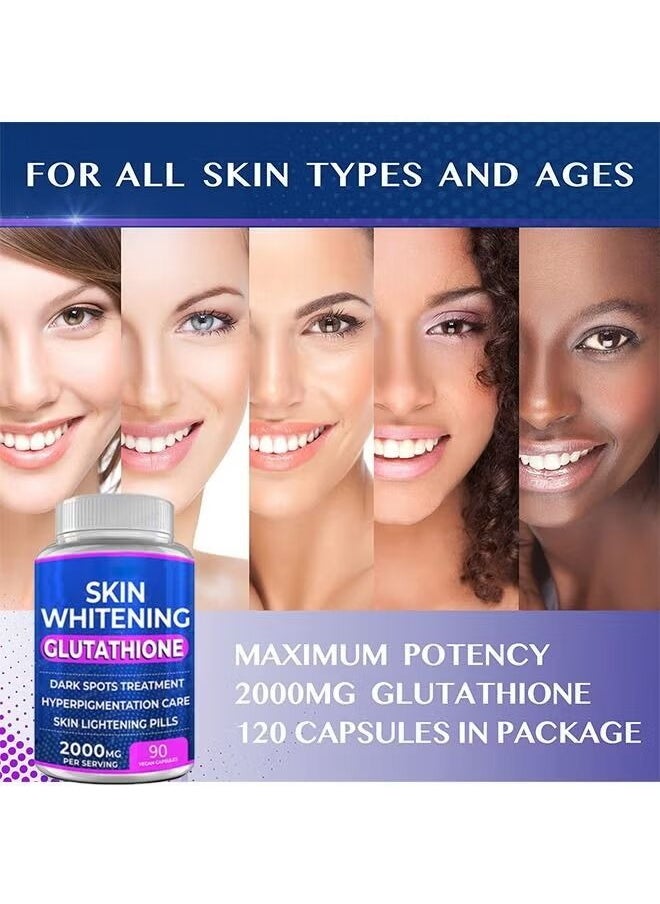 SKIN Glutathione Whitening Pills 90 Capsules 2000mg Glutathione