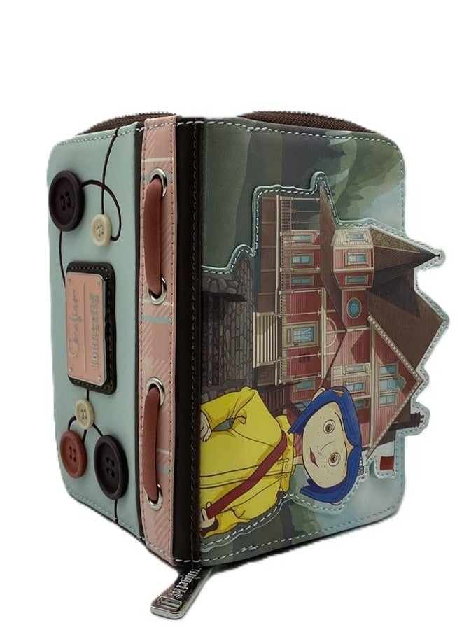 Loungefly محفظة لوانجفلاي كورالين حديقة الحفلات - مرخصة رسميًا، جلد صناعي، تفاصيل مطرزة، فتحات متعددة للبطاقات - Image 4