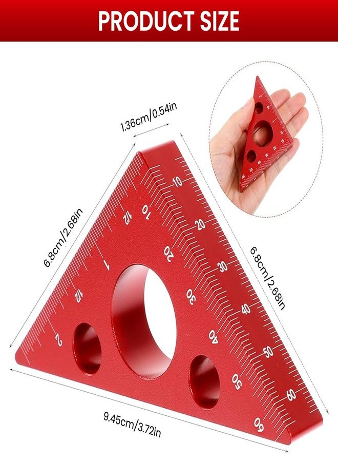 Serplex® 2.56'' Triangle Architect Scale Ruler Aluminum Alloy 3-Sided Woodwork Measuring Tool with 45° & 90° Guides, Imperial & Metric Scales, Portable for Carpentry, Furniture & DIY Projects - Image 2