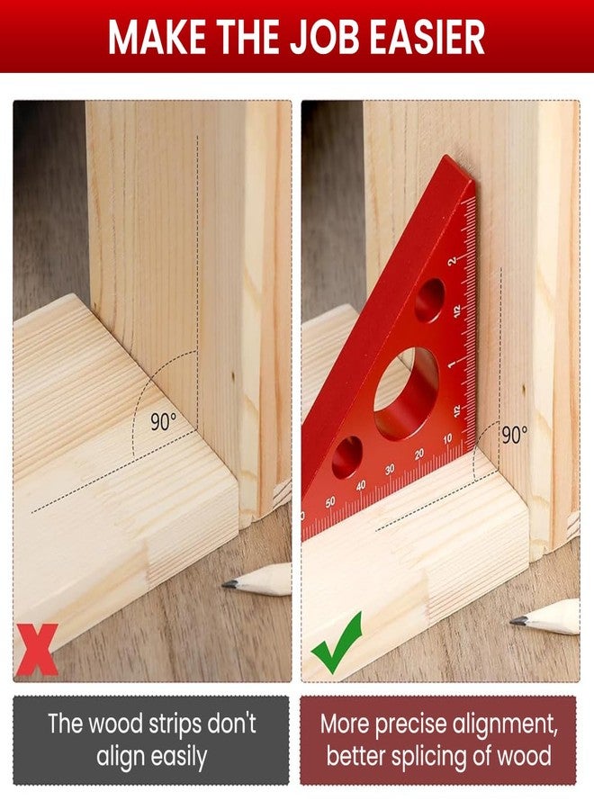 Serplex® 2.56'' Triangle Architect Scale Ruler Aluminum Alloy 3-Sided Woodwork Measuring Tool with 45° & 90° Guides, Imperial & Metric Scales, Portable for Carpentry, Furniture & DIY Projects - Image 4