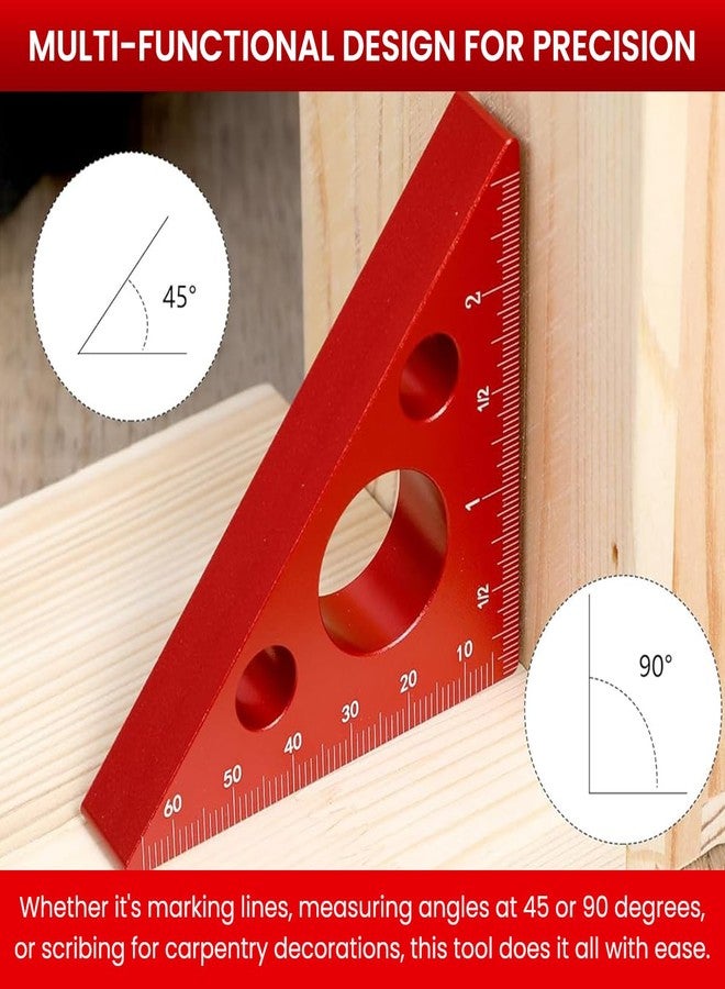 Serplex® 2.56'' Triangle Architect Scale Ruler Aluminum Alloy 3-Sided Woodwork Measuring Tool with 45° & 90° Guides, Imperial & Metric Scales, Portable for Carpentry, Furniture & DIY Projects - Image 3