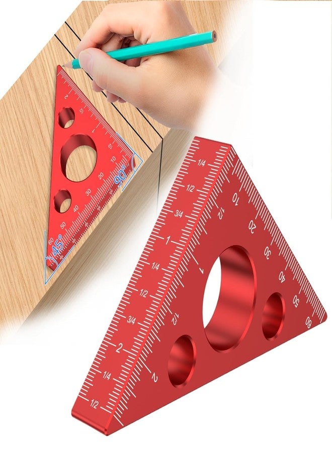 Serplex® 2.56'' Triangle Architect Scale Ruler Aluminum Alloy 3-Sided Woodwork Measuring Tool with 45° & 90° Guides, Imperial & Metric Scales, Portable for Carpentry, Furniture & DIY Projects - Image 1