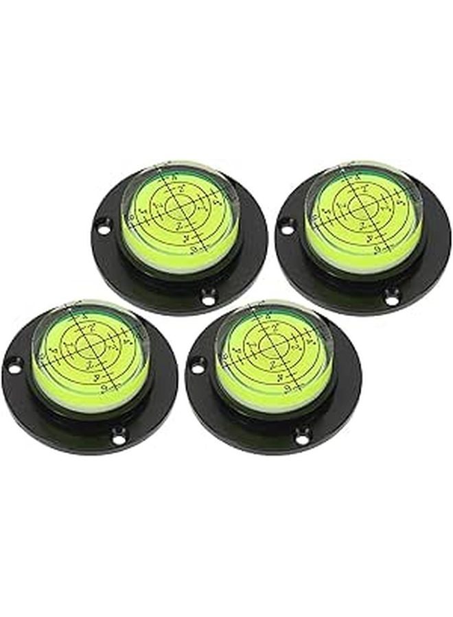 4Pcs Mini Round Bubble Level Tool Black Base for Precision Measuring Construction RV Installation - Image 1
