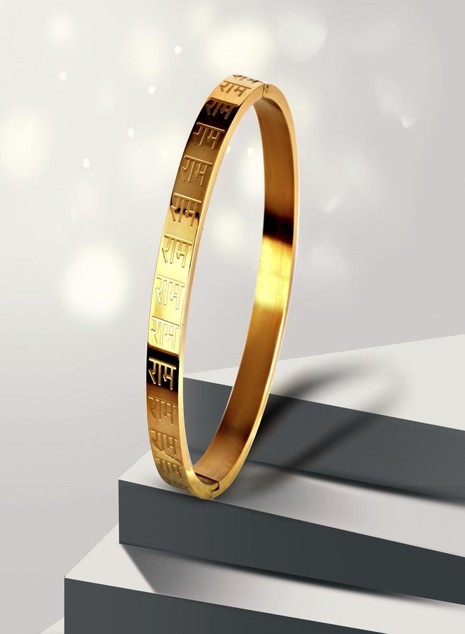 Amaal Bracelet for Men Stainless Steel Shree Ram Kada for men Bracelets | Bracelet for Boys Gold,Kada | Waterproof, Anti-tarnish Bracelet, Rust-free, Skin friendly | 8 mm Bracelets for Men - Image 5
