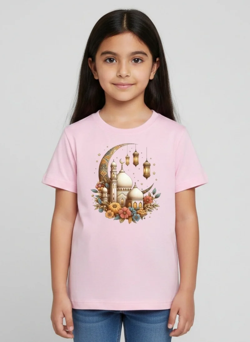 بيبي كلو Girls Ramadan Mosque Floral Festival Cotton T-Shirt