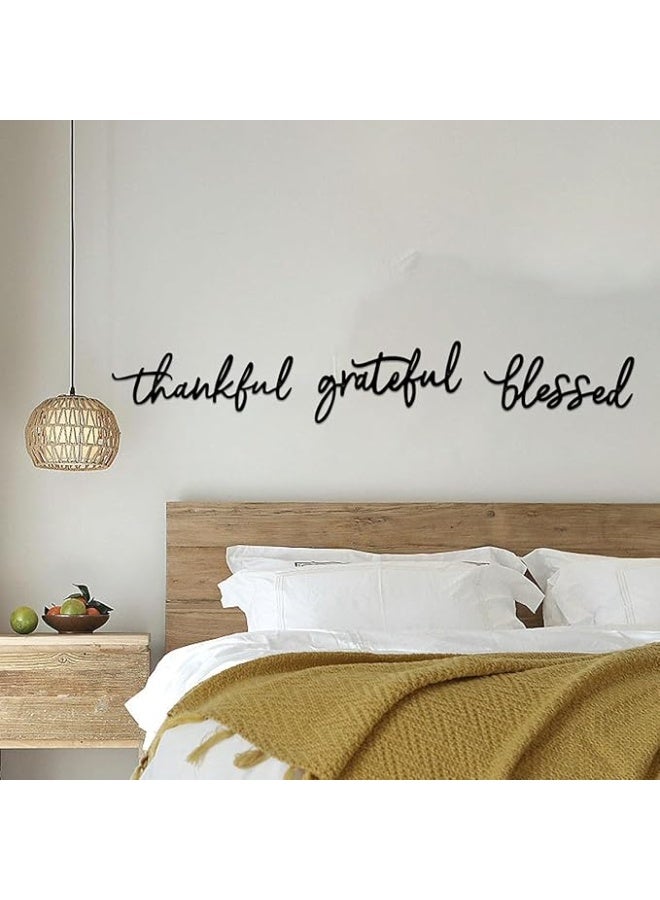 MIRFA Wooden Wall Art With Self Adhesive Base - Black (Thankful, Grateful, Blessed) - Image 5
