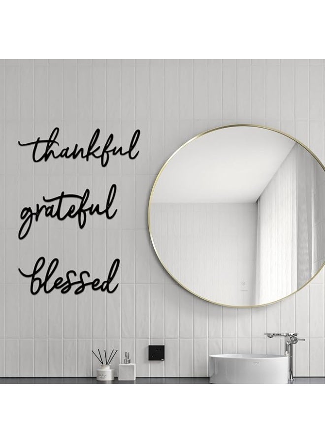 MIRFA Wooden Wall Art With Self Adhesive Base - Black (Thankful, Grateful, Blessed) - Image 3