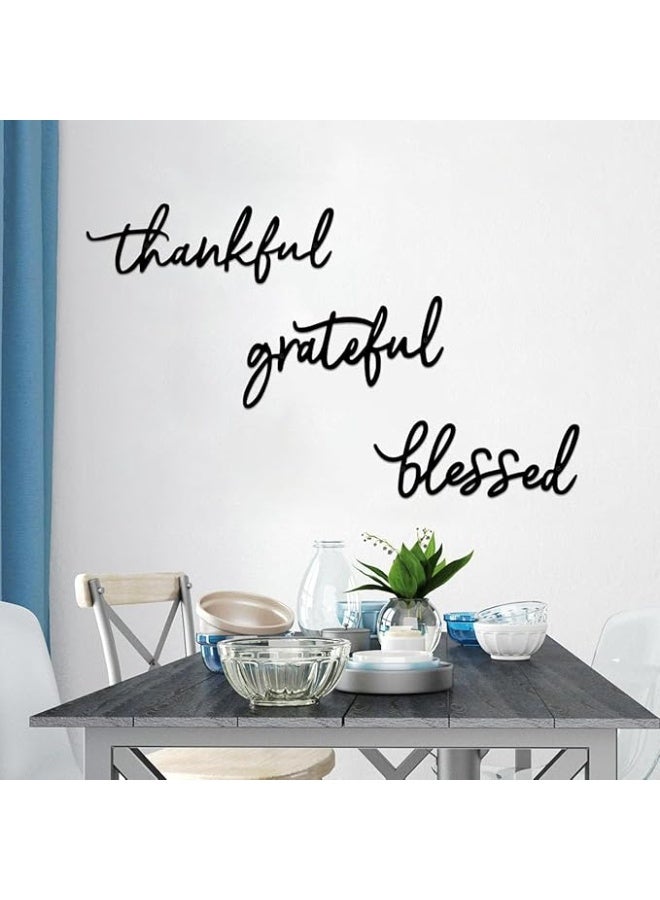 MIRFA Wooden Wall Art With Self Adhesive Base - Black (Thankful, Grateful, Blessed) - Image 4