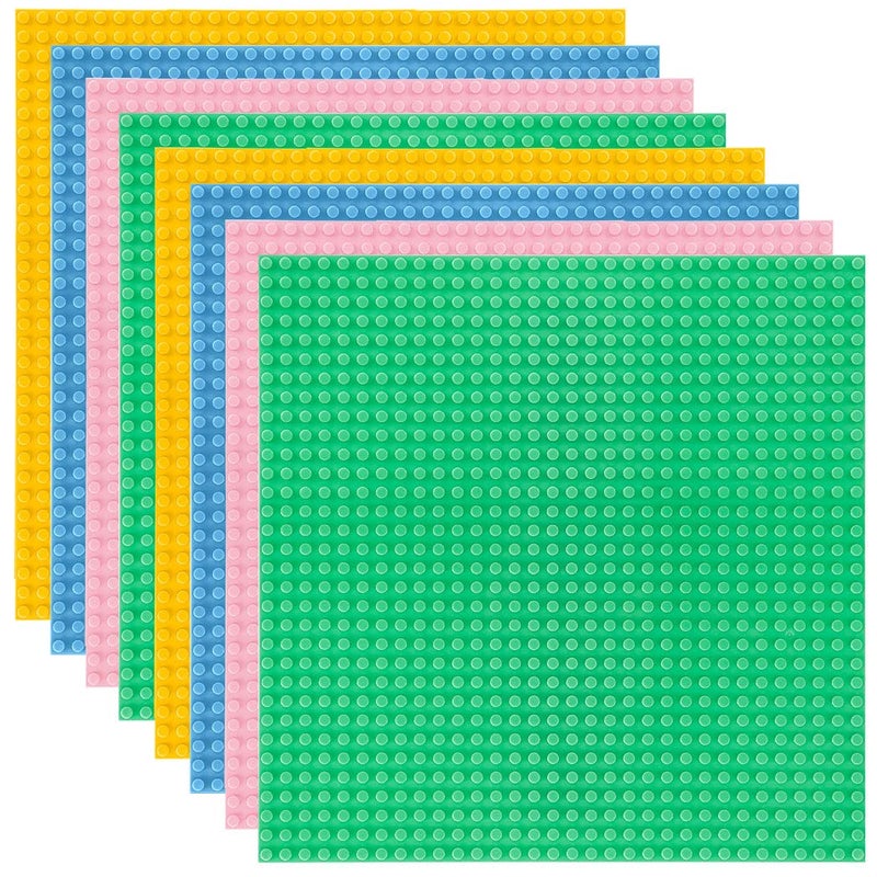 Lekebaby 8 Pack Classic Baseplates Building Base for Building Bricks  10"" x 10"" Building Boards - 100% Compatible with Major Brands  Macaron - Image 1