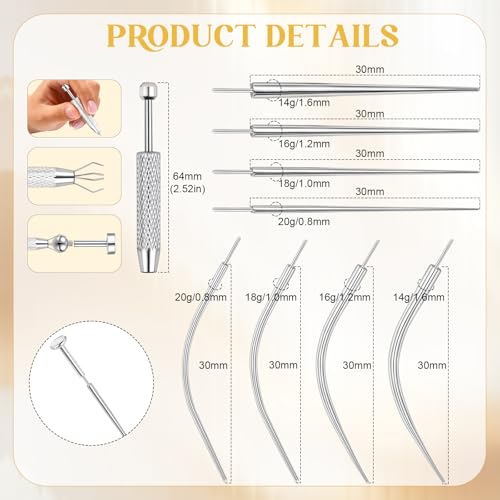 PunkTracker Piercing Taper Ball Grabber Tool for Changing Jewelry, 16G 18G 20G Flat Back Earrings Studs Applicator Insertion Pin Tool for Threadless Internal Thread Body Piercing Kit Ear Nose Lip - Image 2