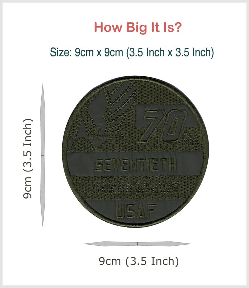 Generic USAF (deep Olive) Applique Embroidered Sew-on Patch ; Size: 9cm x 9cm for Jackets, Caps, T-Shirts, Bags, Jeans, Pants, Outdoor Clothing ; Imported from Malaysia (1 Piece). (Code: M-32)  - Image 2