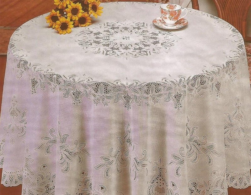 RJ Quality Product RJ Quality Product Vinyl Crochet Tablecloth Off White 