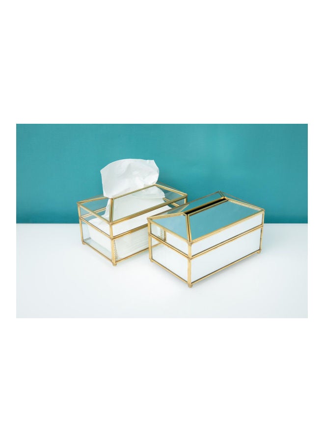 Luxury Glass Mirror Tissue Box White 19.5x11x12cm - Image 3