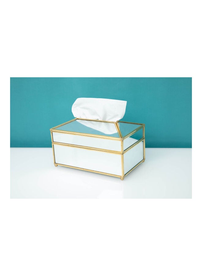 Luxury Glass Mirror Tissue Box White 19.5x11x12cm - Image 1