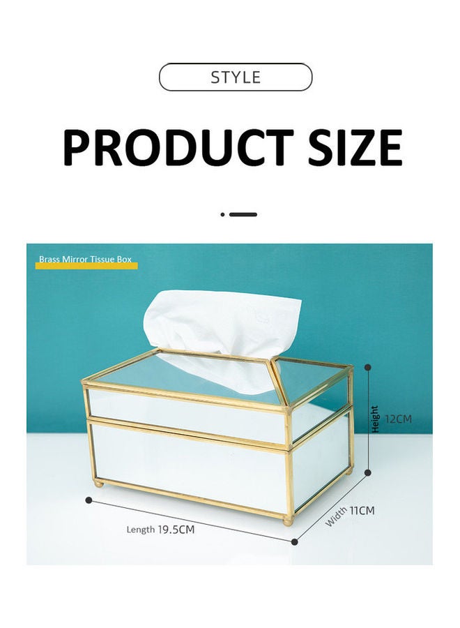 Luxury Glass Mirror Tissue Box White 19.5x11x12cm - Image 5
