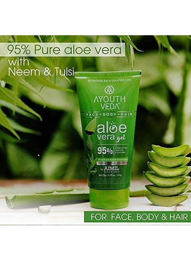 AYOUTHVEDA - Aloe Vera Gel For Face Body Hair Hydrates Skin Without Feeling Greasy Neem Tulsi Even Skin Tones (150 Gm Pack Of 2) - Image 1