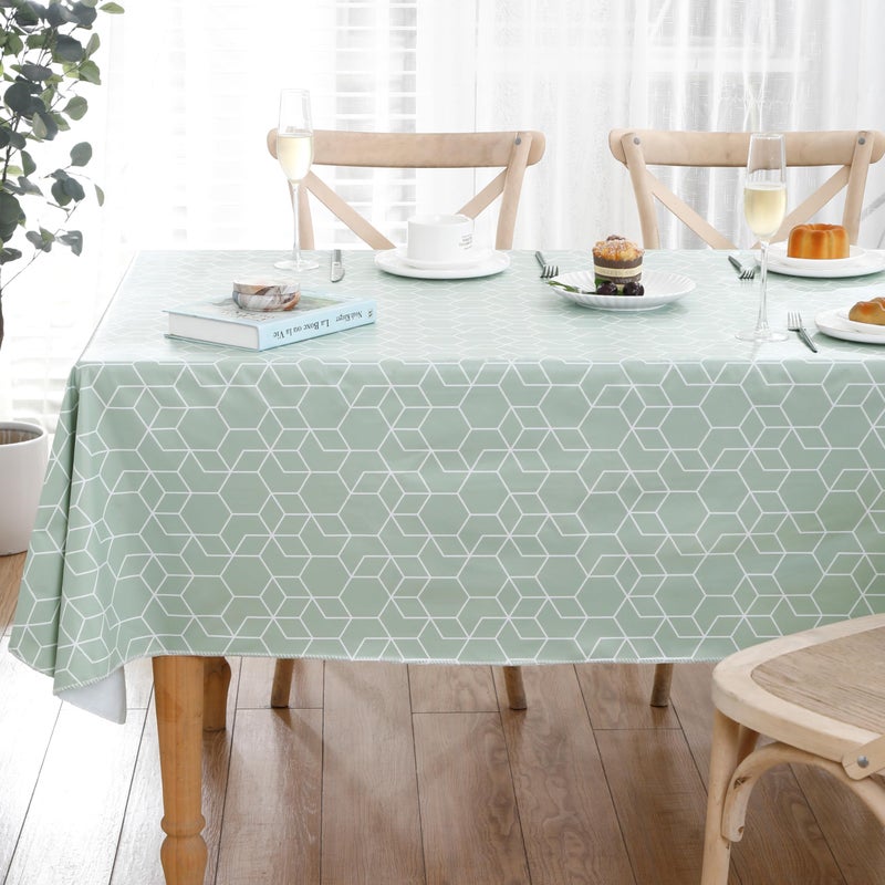 Walrus Heavy Duty Vinyl Tablecloth with Flannel Backing Waterproof Oil-Proof Plastic Table Cloth Stain-Resistant Wipeable Rectangle or Square Table Cover for Indoor and Outdoor (Green Grid,52x70 Inch) - Image 3