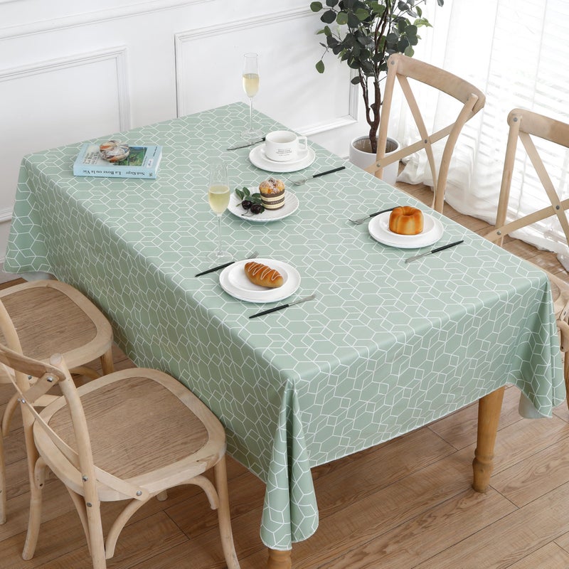 Walrus Heavy Duty Vinyl Tablecloth with Flannel Backing Waterproof Oil-Proof Plastic Table Cloth Stain-Resistant Wipeable Rectangle or Square Table Cover for Indoor and Outdoor (Green Grid,52x70 Inch) - Image 2