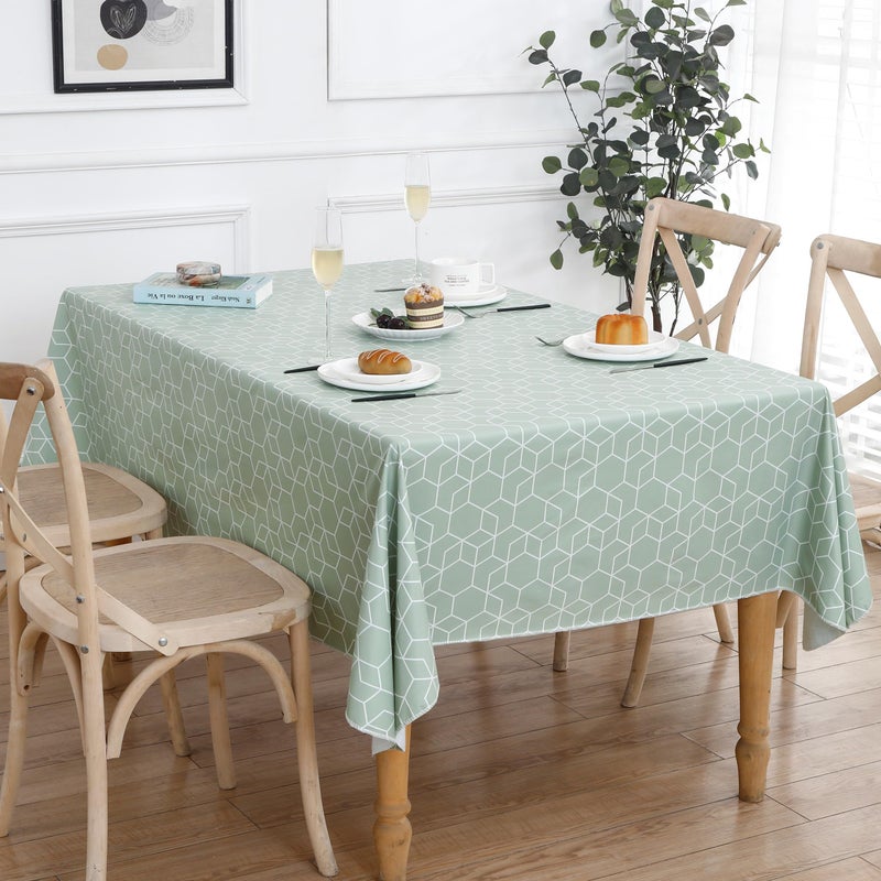 Walrus Heavy Duty Vinyl Tablecloth with Flannel Backing Waterproof Oil-Proof Plastic Table Cloth Stain-Resistant Wipeable Rectangle or Square Table Cover for Indoor and Outdoor (Green Grid,52x70 Inch) - Image 5