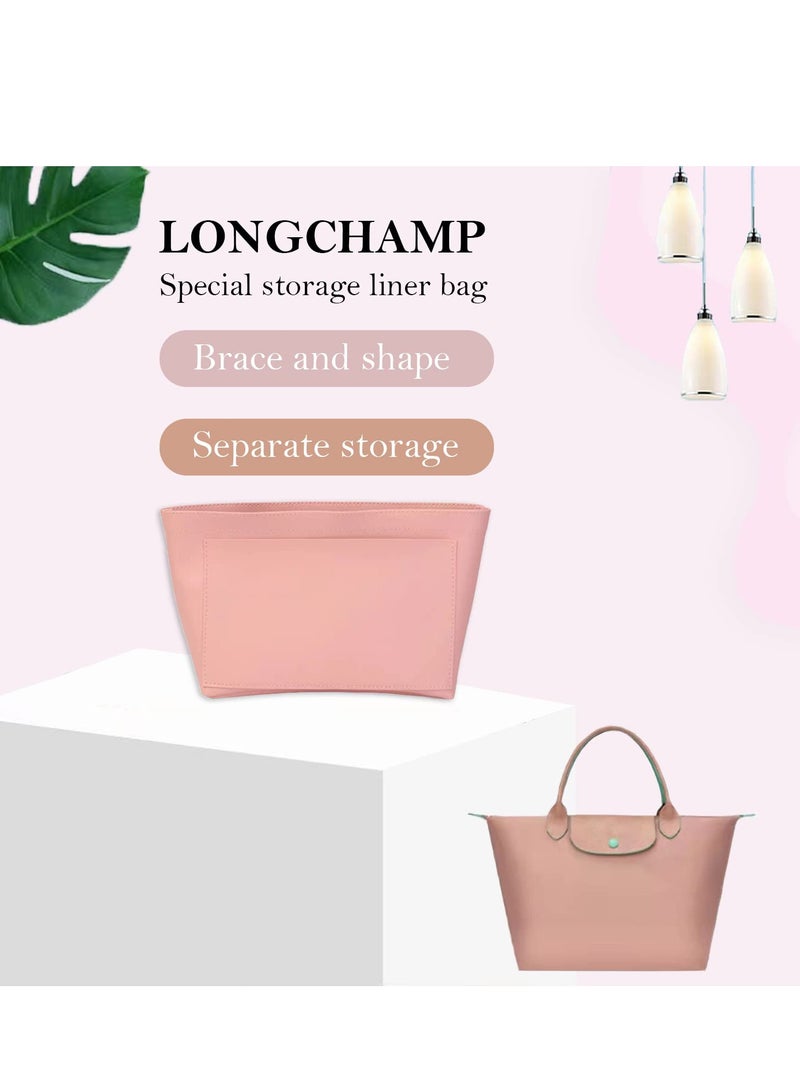 Excefore Multi-Pocket Felt Handbag Organizer, Folding Tote Bag organizer insert, Felt Organizer Insert Handbags & Base Shaper, for Insert Wallet Organizer for Longchamp (Small, Pink) - Image 2