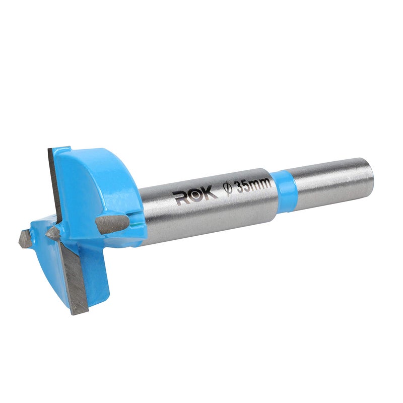 Rok Hardware 35mm Hinge Boring Forstner Drill Bit Blue ROKBB35BLUE