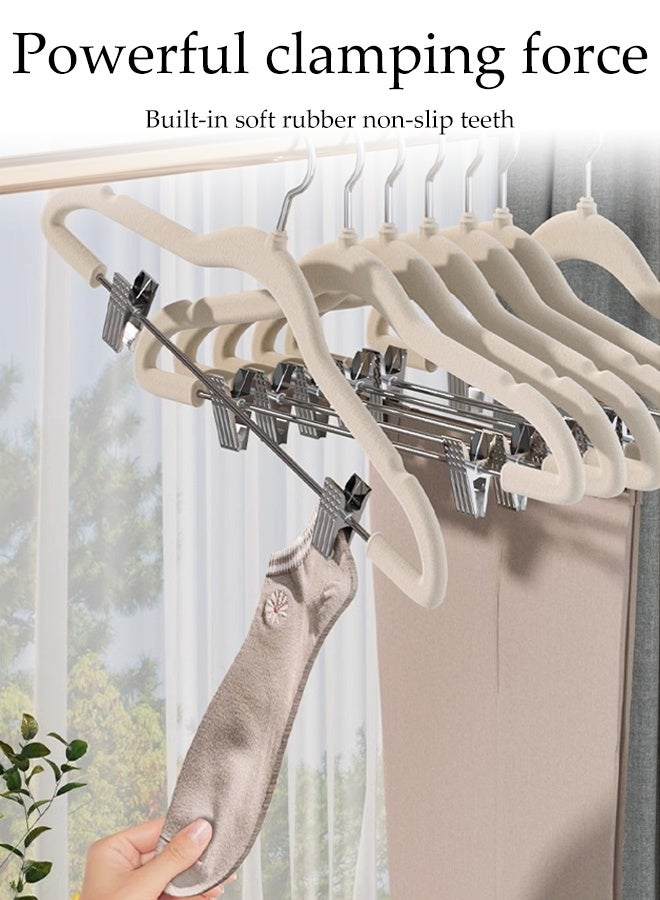 DUNISO 10pcs Flocking Clothes Hangers with Clips 360°Swivel Hook Non-slip Felt Trousers Hangers with Non-Slip Notches Non Marking Clothes Hanger Set Space-Saving Clothes Hangers for Shirts, Pants, Dresses, Skirts, Coats - Image 5