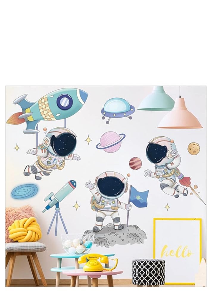 Today Idea Astronaut Wall Stickers, Outer Space Stars Wall Decals, DIY Removable Large Wall Art Decoration, Peel and Stick, for Kids Baby Boys Girls Playroom Bedroom Decor - Image 1