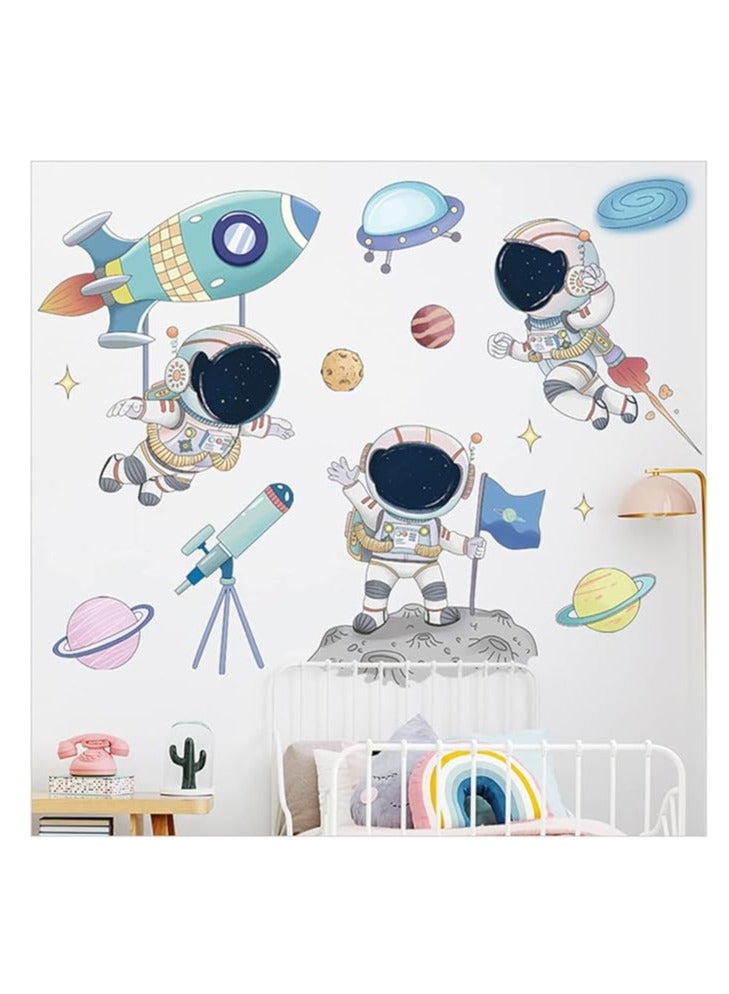 Today Idea Astronaut Wall Stickers, Outer Space Stars Wall Decals, DIY Removable Large Wall Art Decoration, Peel and Stick, for Kids Baby Boys Girls Playroom Bedroom Decor - Image 2