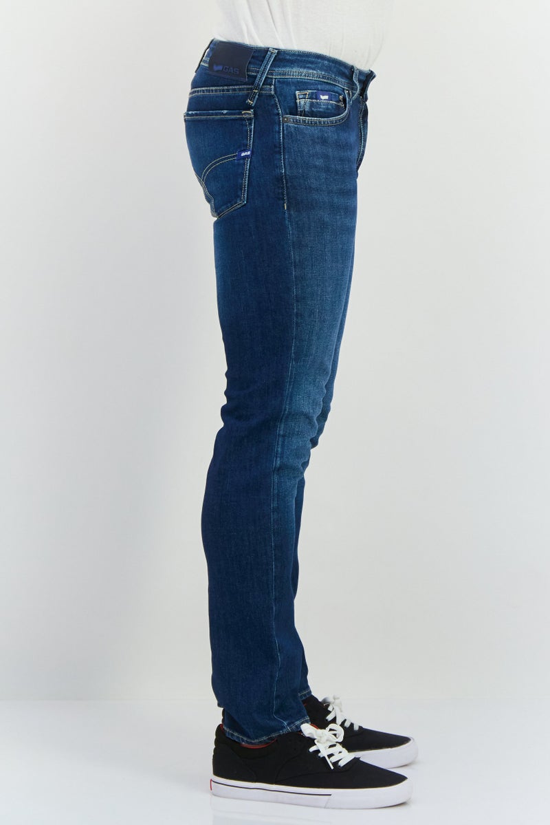 GAS Men Slim Fit Wash Stretchable Denim Jeans, Navy - Image 2
