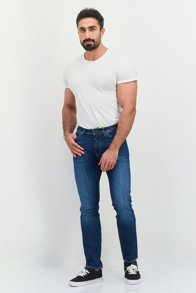 GAS Men Slim Fit Wash Stretchable Denim Jeans, Navy - Image 4