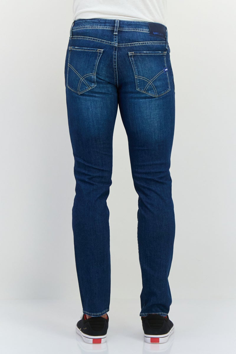 GAS Men Slim Fit Wash Stretchable Denim Jeans, Navy - Image 3