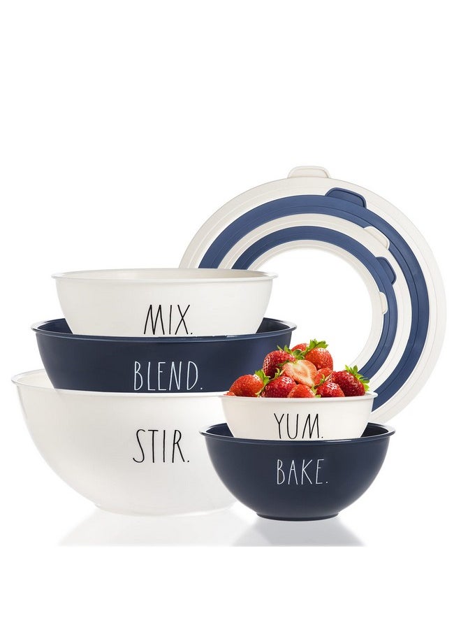 Rae Dunn - Rae Dunn Mixing Bowls with Lids - 10 Piece Plastic Nesting Bowls Set includes 5 Prep Bowls and 5 Lids - Image 1