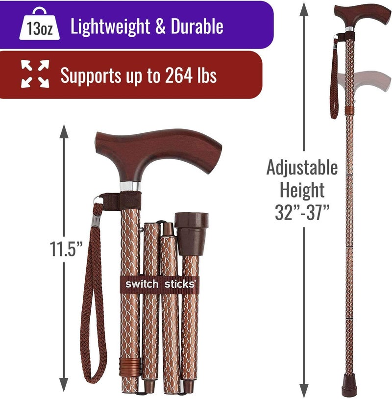 Switch Sticks Walking Cane for Men or Women, Foldable and Adjustable from 32-37 Inches, FSA and HSA Eligible - Image 4