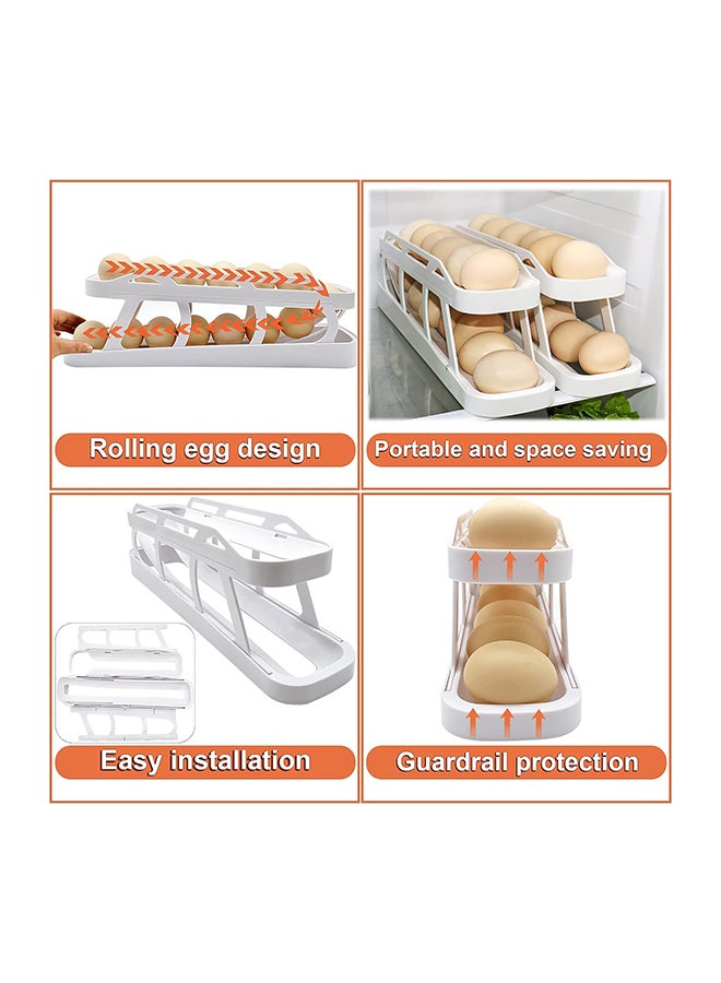 Rolling Egg Dispenser For Refrigerator, Egg Holder Space Saving Automatic Egg Storage Container Organizer For Refrigerator Kichen Cabinet (1 Pc, White) - Image 4