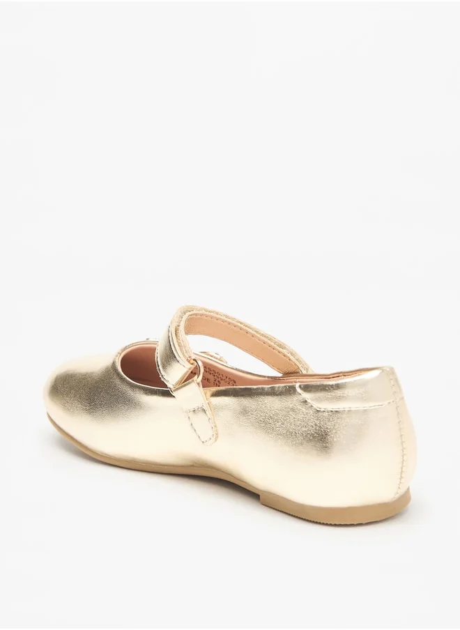 جونيورز Girls Butterfly Accent Ballerina Shoes with Hook and Loop Closure