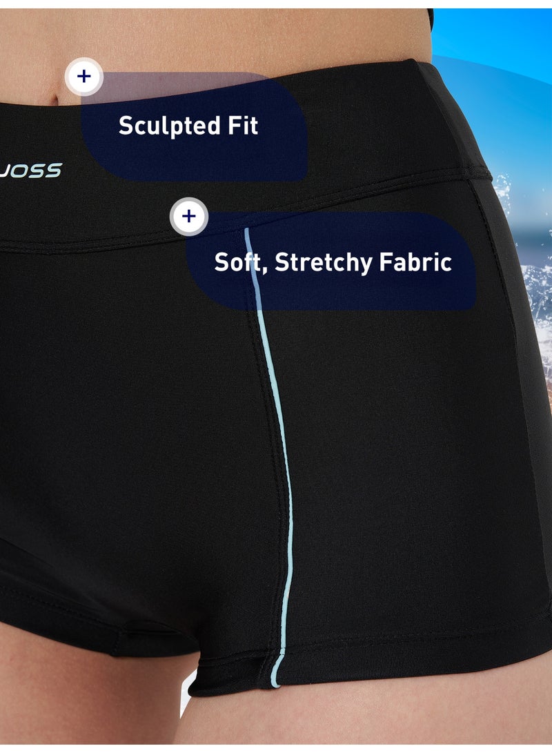 Joss Women's Black/Blue Swimming Trunks – Creora Highclo Fiber for Chlorine Resistance, UPF 50+ UV Protection, Comfortable Fit for Active Wear - Image 3