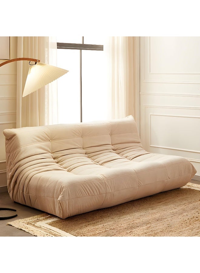 Comfynest Modern Tufted Cushions Armless Living Room Wooden Standard Seating - Suede 180 X 102 X 70 Cm White - Image 1