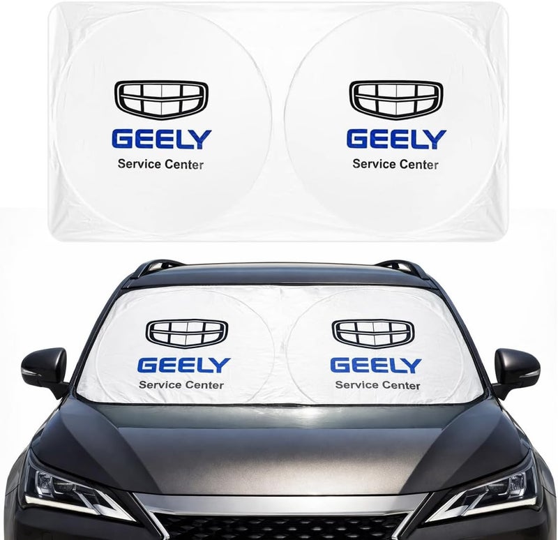 GEELY  Foldable Car Windshield Sunshade for Front Glass – 150 × 75 cm Reflective UV Protection Sun Shade, Heat Reduction Interior Protector with Easy Twist Fold Storage - Image 1