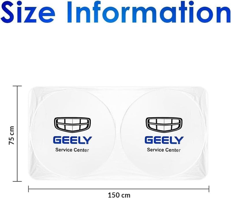 GEELY  Foldable Car Windshield Sunshade for Front Glass – 150 × 75 cm Reflective UV Protection Sun Shade, Heat Reduction Interior Protector with Easy Twist Fold Storage - Image 4