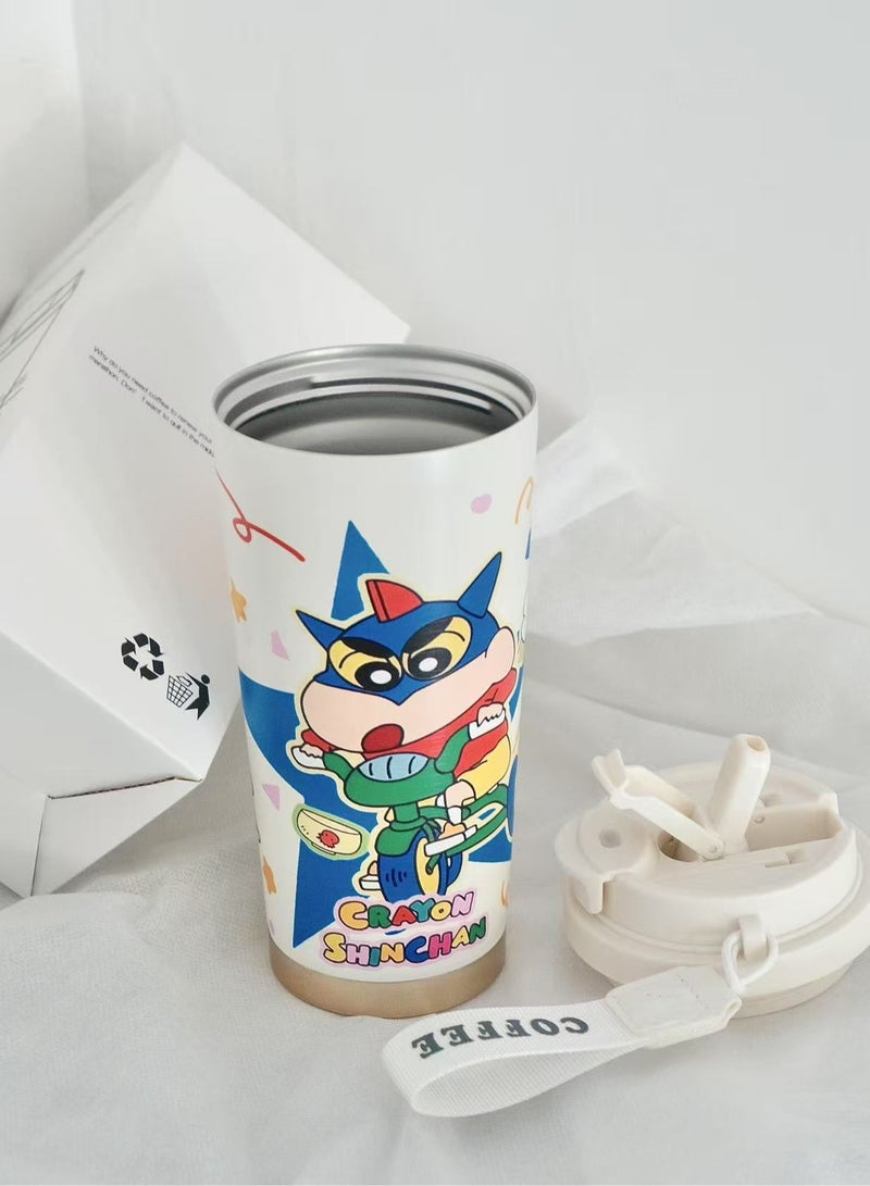 دي سي آيتيك ترموس قهوة لطيف بأسلوب ياباني مع غطاء ومقبض حمل – كوب من الستانلس ستيل بسعة 530 مل - Image 3