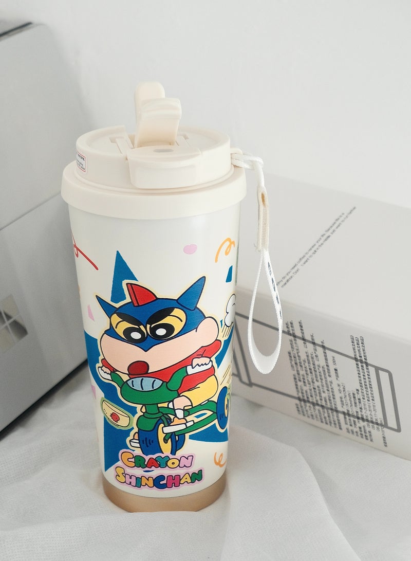 دي سي آيتيك ترموس قهوة لطيف بأسلوب ياباني مع غطاء ومقبض حمل – كوب من الستانلس ستيل بسعة 530 مل - Image 1