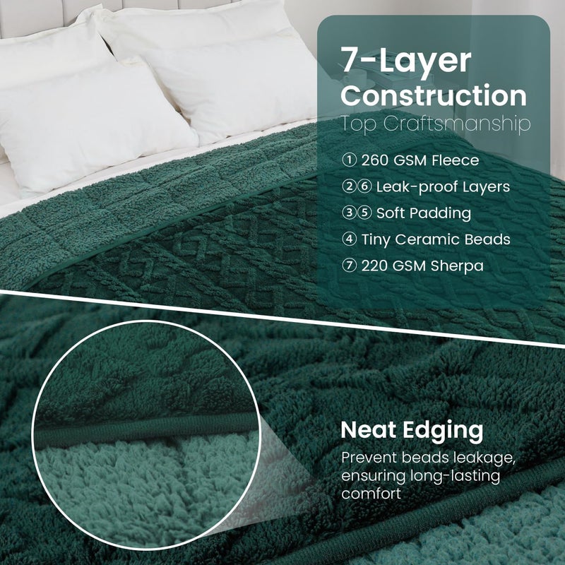 Drewin Queen Size 15 lbs Weighted Blanket for Adults, Soft Fuzzy Jacquard Sherpa Weighted Blankets for Sleeping, Cozy Sofa Bed Blanket for Winter, Dark Green, 48 x 72 inches - Image 5