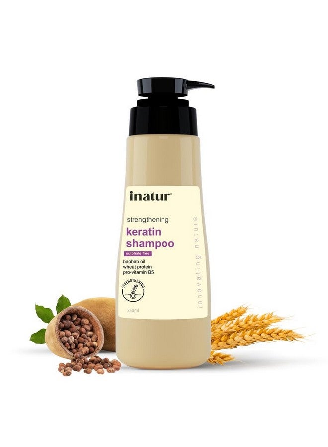 inatur Keratin Shampoo - Hair Strengthening, Frizz Control, Color Protection | With Baobab Oil, Wheat Protein, And Pro-Vitamin B5 | Sulfate-Free, Natural, Vegan, Cruelty-Free| 350ml - Image 1